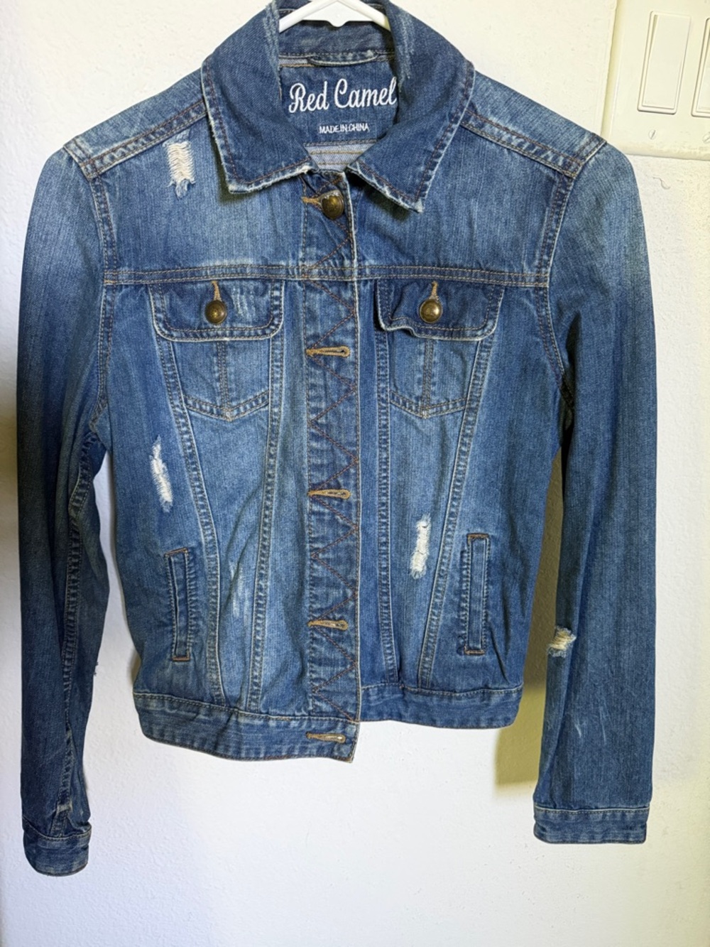 Red Camel Blue Distressed Denim Jacket